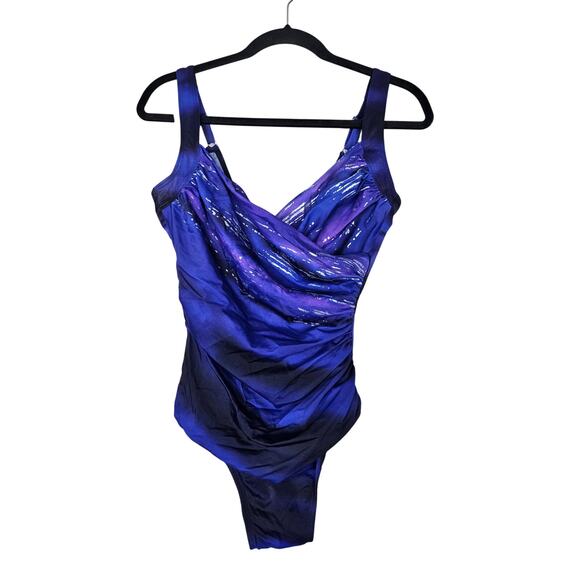 Miraclesuit 10 Blue One Piece Slimming Swimsuit Underwire Beach Pool Classic - Picture 1 of 4